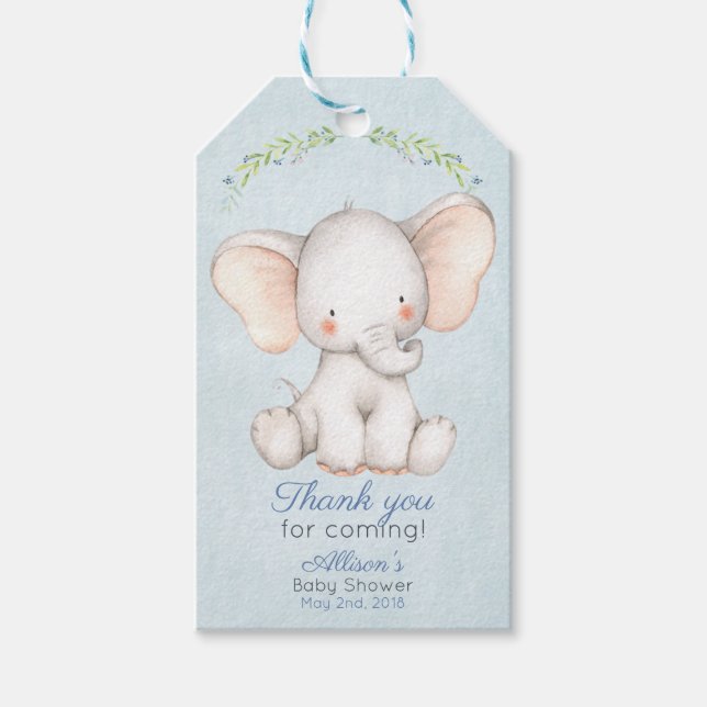 Elephant Gift Tag Favor Tag Geschenkanhänger (Vorderseite)