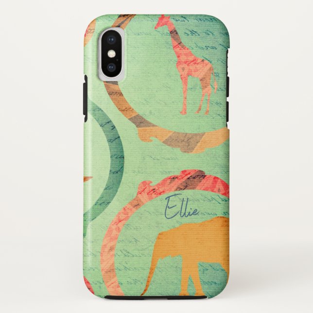 Elephant & Giraffe Collage Case-Mate iPhone Hülle (Rückseite)