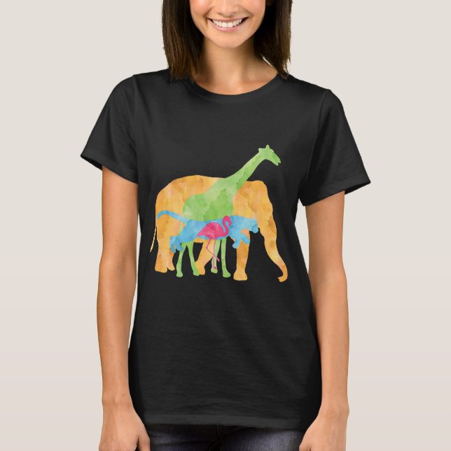 Elephant Giraffe Giraffes Africa T-Shirt (Vorderseite)