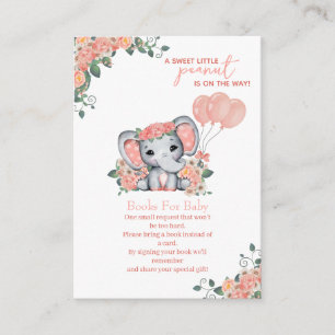 Elephant Girl Baby Shower, Bücher fürs Baby Begleitkarte