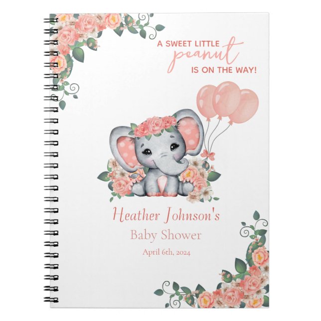 Elephant Girl Baby Shower Notizblock (Vorderseite)