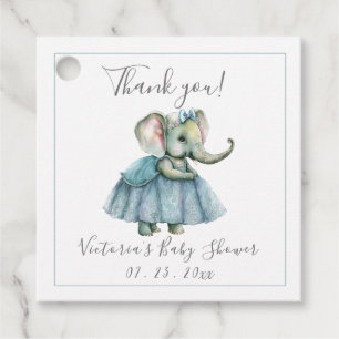 Elephant Girl in Dress Baby Duwer Fevor Tags Geschenkanhänger