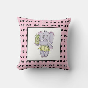 Elephant Girl Modern Baby for Kids Grau Pink Kissen