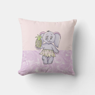Elephant Girl Modern Baby for Kids Grau Pink Kissen