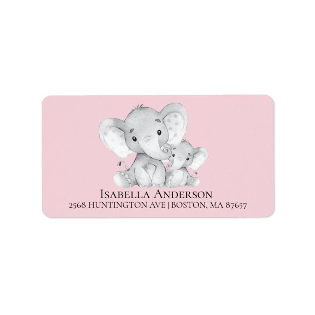 Elephant Girls Baby Shooting Address Label Adressaufkleber (Vorne)