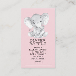 Elephant Girls Baby Showdiaper Raffle Ticket Begleitkarte