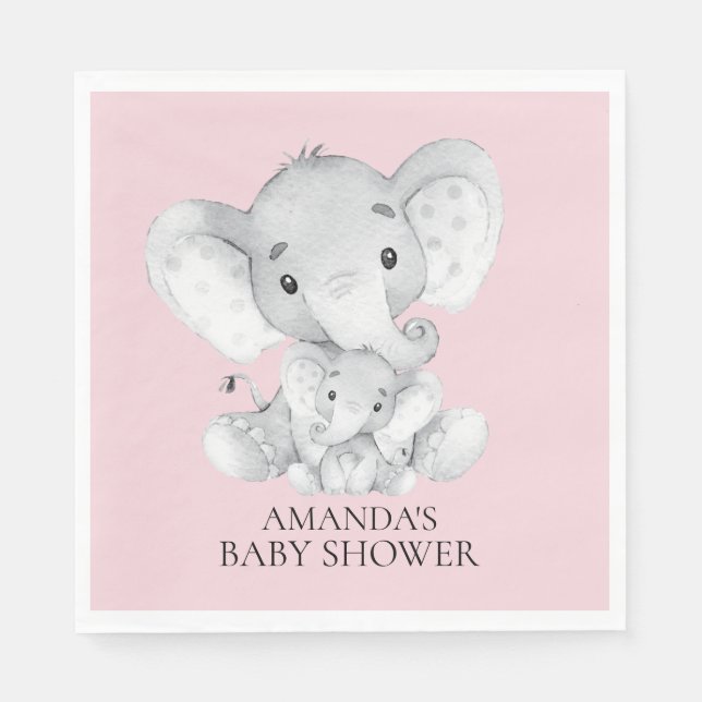 Elephant Girls Baby Showpapier Napkins Serviette (Vorderseite)