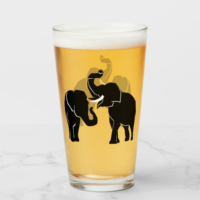 Elephant Glass Couple Elephants Glas (Vorne (Gefüllt))