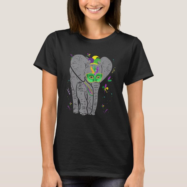 Elephant Glasses Niedlich Mardi Gras Animal T-Shirt (Vorderseite)