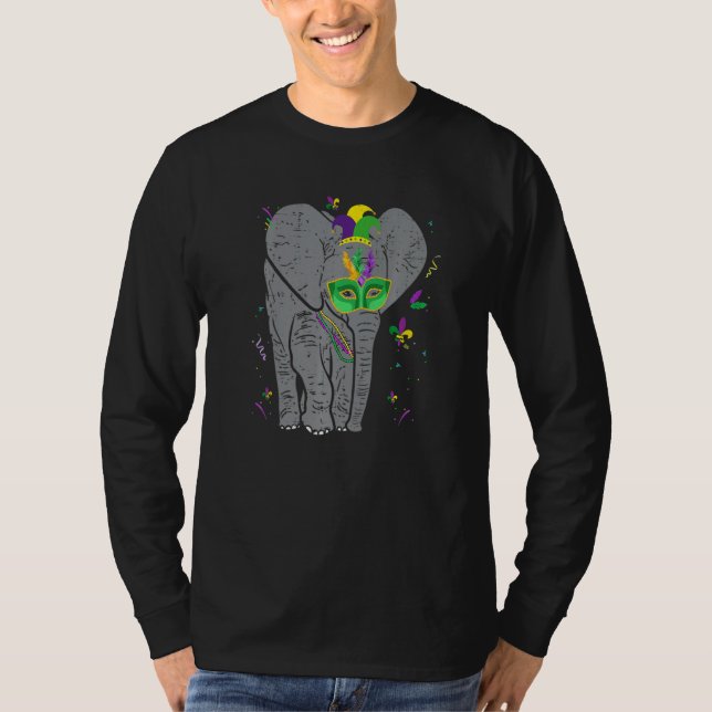 Elephant Glasses Niedlich Mardi Gras Animal T-Shirt (Vorderseite)