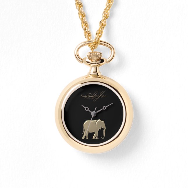 Elephant Gold Mit Monogramm Armbanduhr (Vorderseite)