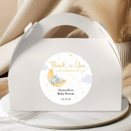 Elephant Gold Moon Star Babydusche Runder Aufkleber