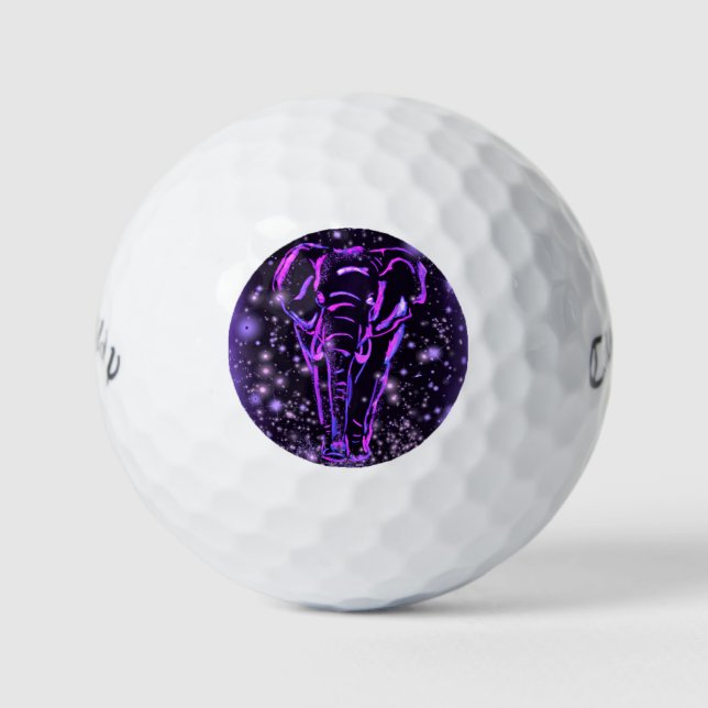 Elephant Golf Balls Wandern Lila Starry Night Golfball (Vorderseite)