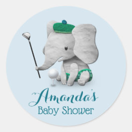 Elephant Golf Boy Niedlich Baby Dusche Runder Aufkleber