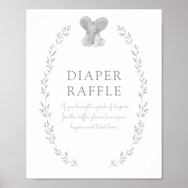 Elephant Greenerenery Baby Duwer Windel Raffle Sch Poster (Vorne)