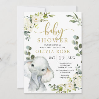 Elephant Greenerity Baby Shower Einladung