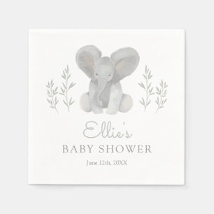 Elephant Greenery Baby Shower Serviette
