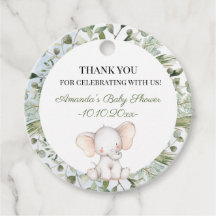 Elephant Greenery Boy Circle Boy Baby Shower