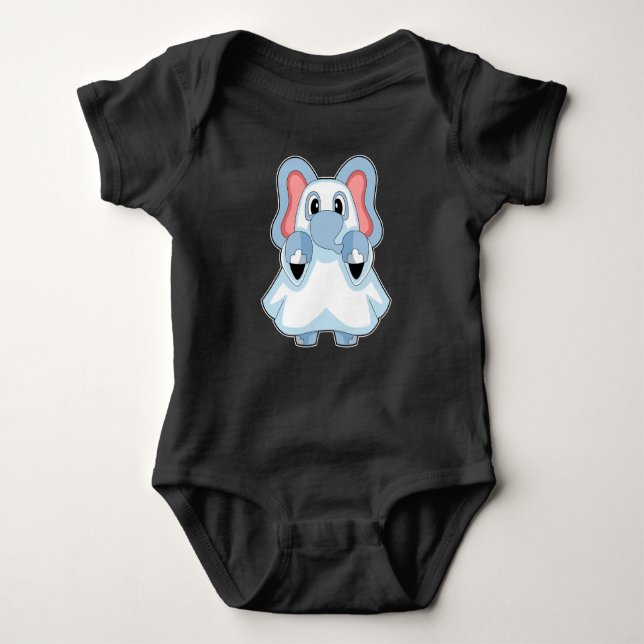Elephant Halloween Ghost Baby Strampler (Vorderseite)
