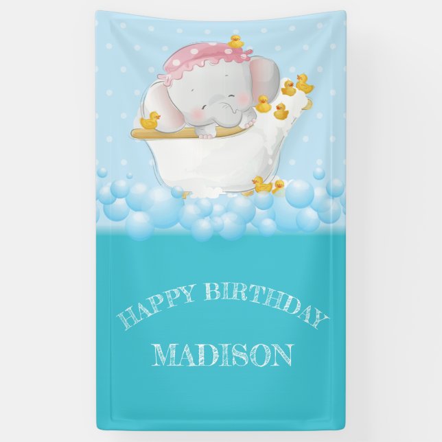 Elephant Happy Birthday Personalisiert Banner (Vertikal)