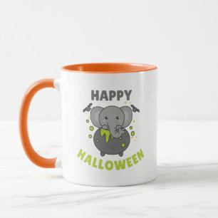 Elephant Happy Halloween Cauldron Bat Tasse