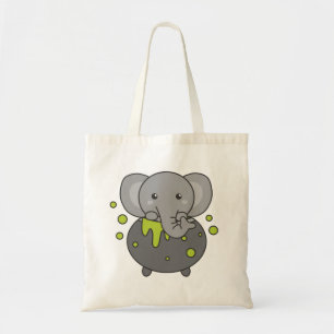 Elephant Happy Halloween Cauldron Bat Tote Bag Tragetasche
