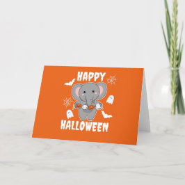 Elephant Happy Halloween Pumpkin Bat Kostüm Feiertagskarte
