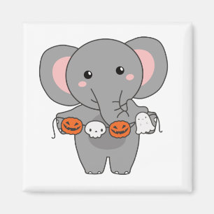 Elephant Happy Halloween Pumpkin Bat Kostüm Magnet