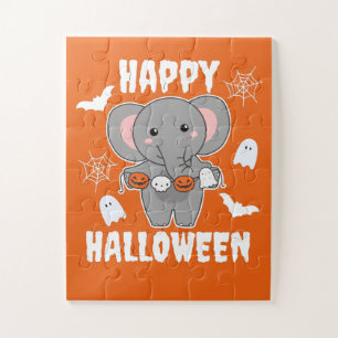 Elephant Happy Halloween Pumpkin Bat Kostüm Puzzle