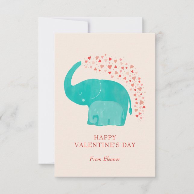 Elephant Happy Valentine's Day Kid Photo Mitteilungskarte (Vorderseite)