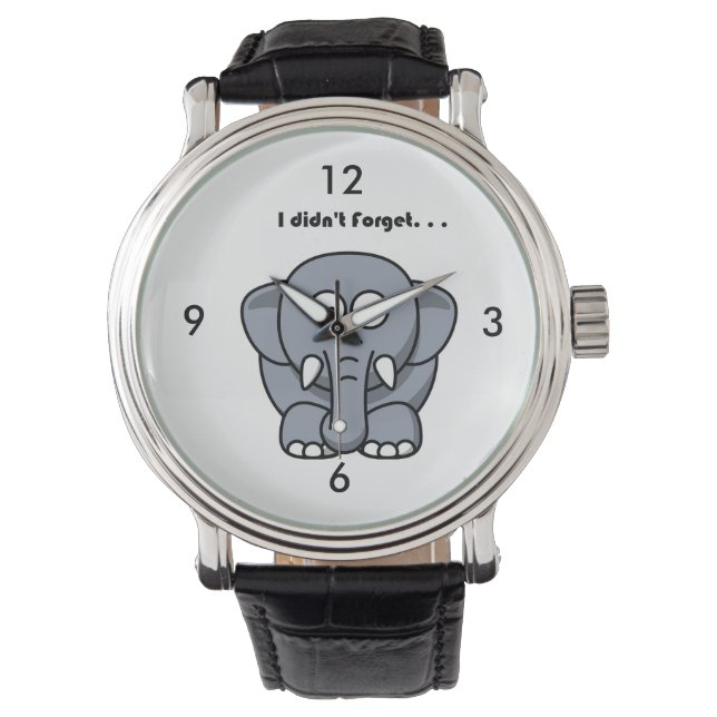 Elephant hat den Funny Joke Cartoon nicht vergesse Armbanduhr (Vorderseite)