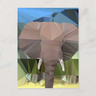 Elephant Head African Theme Low Poly Postkarte