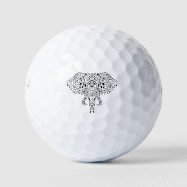 Elephant Head Doodle Sketch Golfball (Vorderseite)