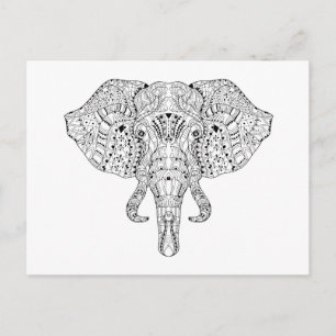 Elephant Head Doodle Sketch Postkarte