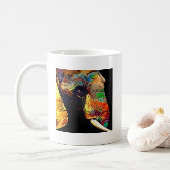 Elephant Head fett farbenfroh Custom Kaffeetasse (Mit Donut)