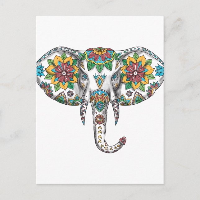 Elephant Head Mandala Tattoo Postkarte (Vorderseite)