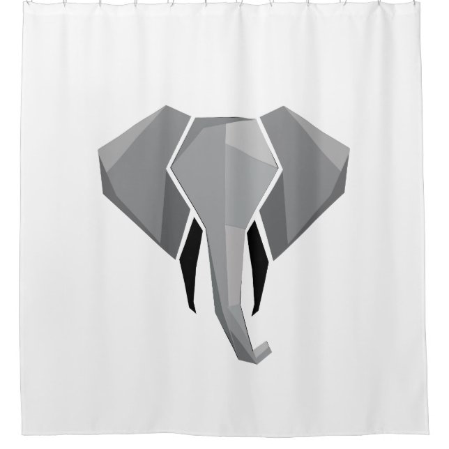 Elephant Head mit einfachen Formen Geometrien Duschvorhang (Vorderseite)