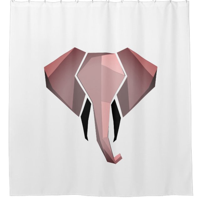 Elephant Head mit einfachen Formen Geometrien Duschvorhang (Vorderseite)