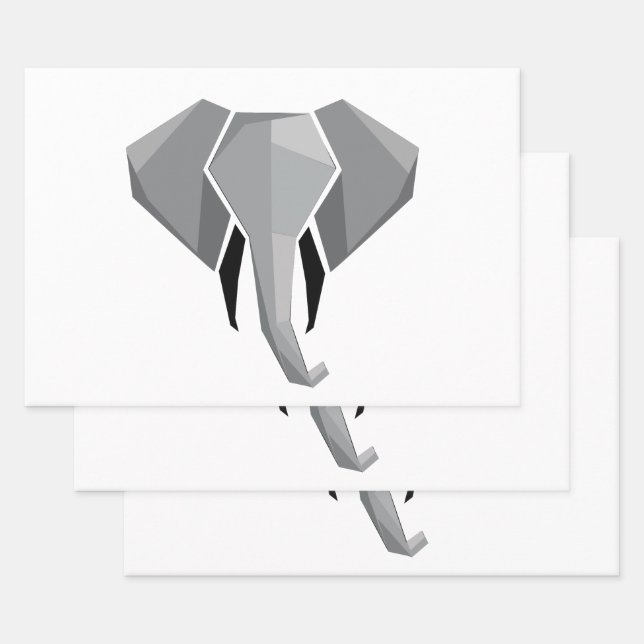 Elephant Head mit einfachen Formen Geometrien Geschenkpapier Set (Set)