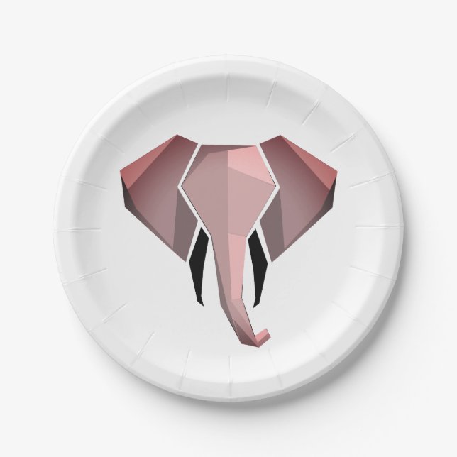 Elephant Head mit einfachen Formen Geometrien Pappteller (Vorderseite)
