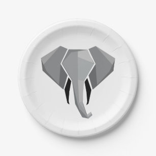 Elephant Head mit einfachen Formen Geometrien Pappteller