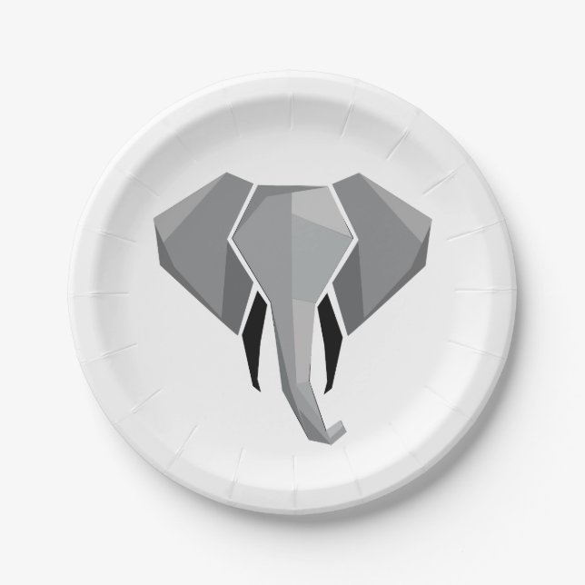 Elephant Head mit einfachen Formen Geometrien Pappteller (Vorderseite)