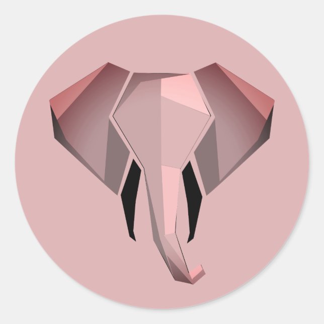Elephant Head mit einfachen Formen Geometrien Runder Aufkleber (Vorderseite)