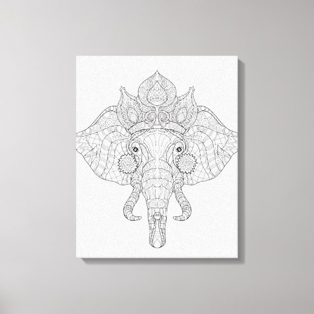 Elephant Head Zendoodle 6 Leinwanddruck (Vorderseite)