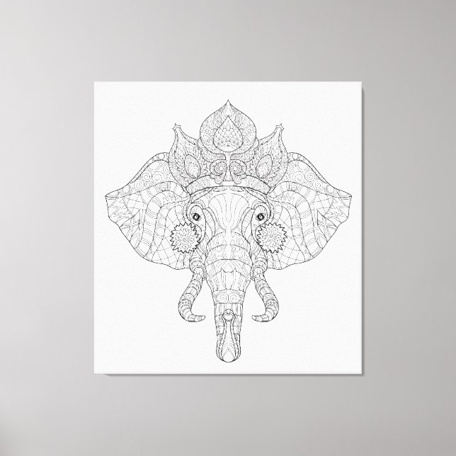 Elephant Head Zendoodle 6 Leinwanddruck (Vorderseite)