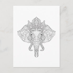 Elephant Head Zendoodle Postkarte