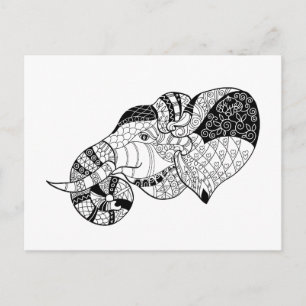 Elephant Head Zenstyle Doodle Postkarte