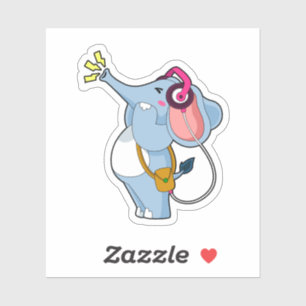 Elephant Headphone Music Aufkleber