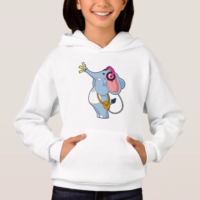 Elephant Headphone Music Hoodie (Vorderseite)