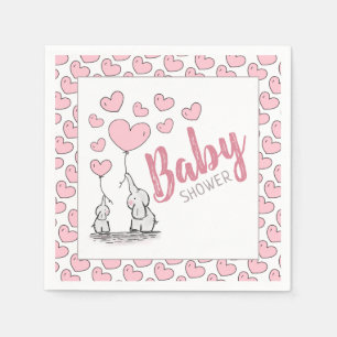 Elephant Hearts Baby Shower Napkin Serviette